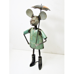 Mysz z Parasolką Figurka z metalu z recyclingu 42cm